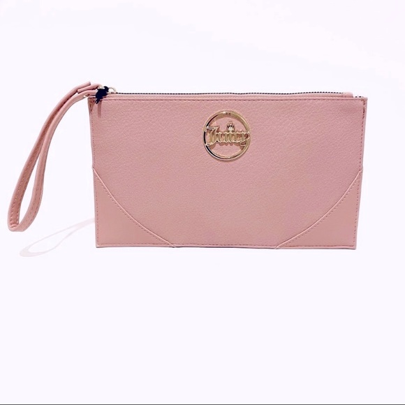 Juicy Couture Taffy Crowns Fit Pink Gold Logo Wristlet Wallet NWT - Picture 2 of 8